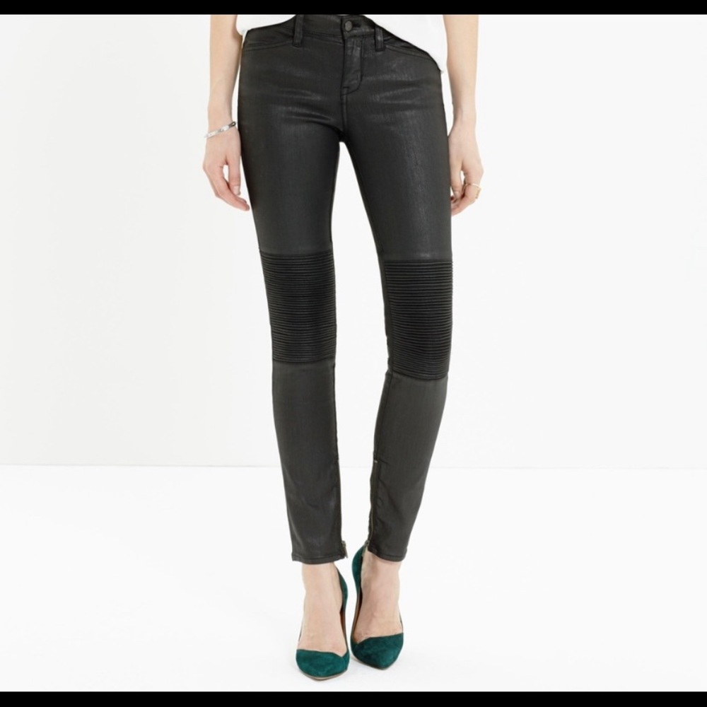 Madewell skinny skinny coated moto jeans 27
